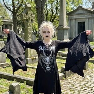Dolls Kill Black Gothic Midi Dress
